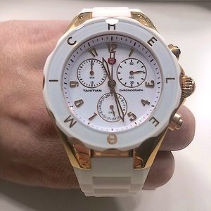 MICHELE Tahitian Jelly Bean White Two-Tone Watch!